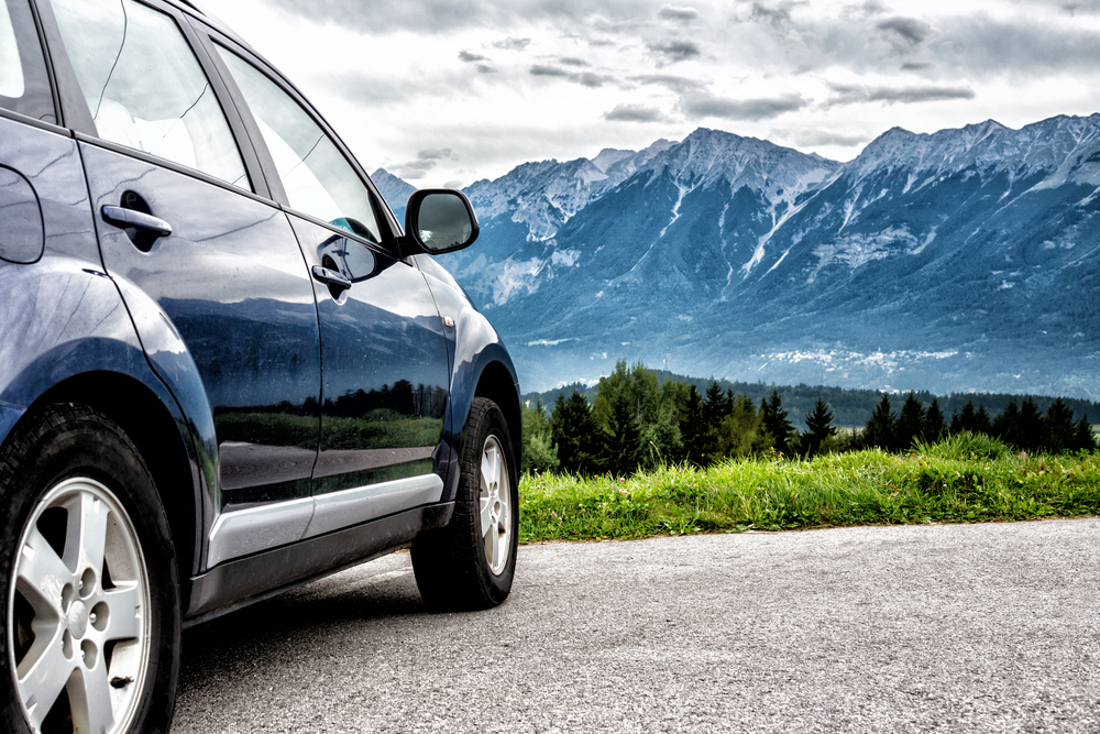 Car in Colorado mountains